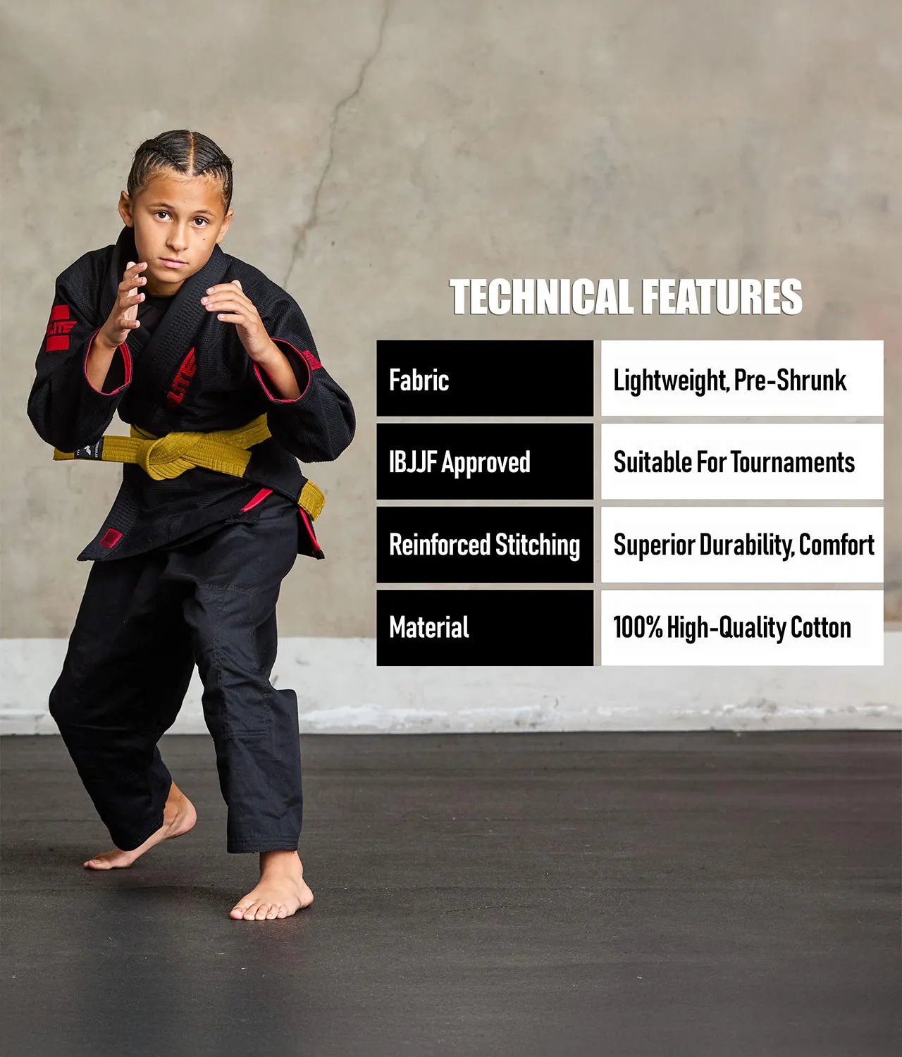 Kids' Brazilian Jiu Jitsu BJJ Yellow Belt