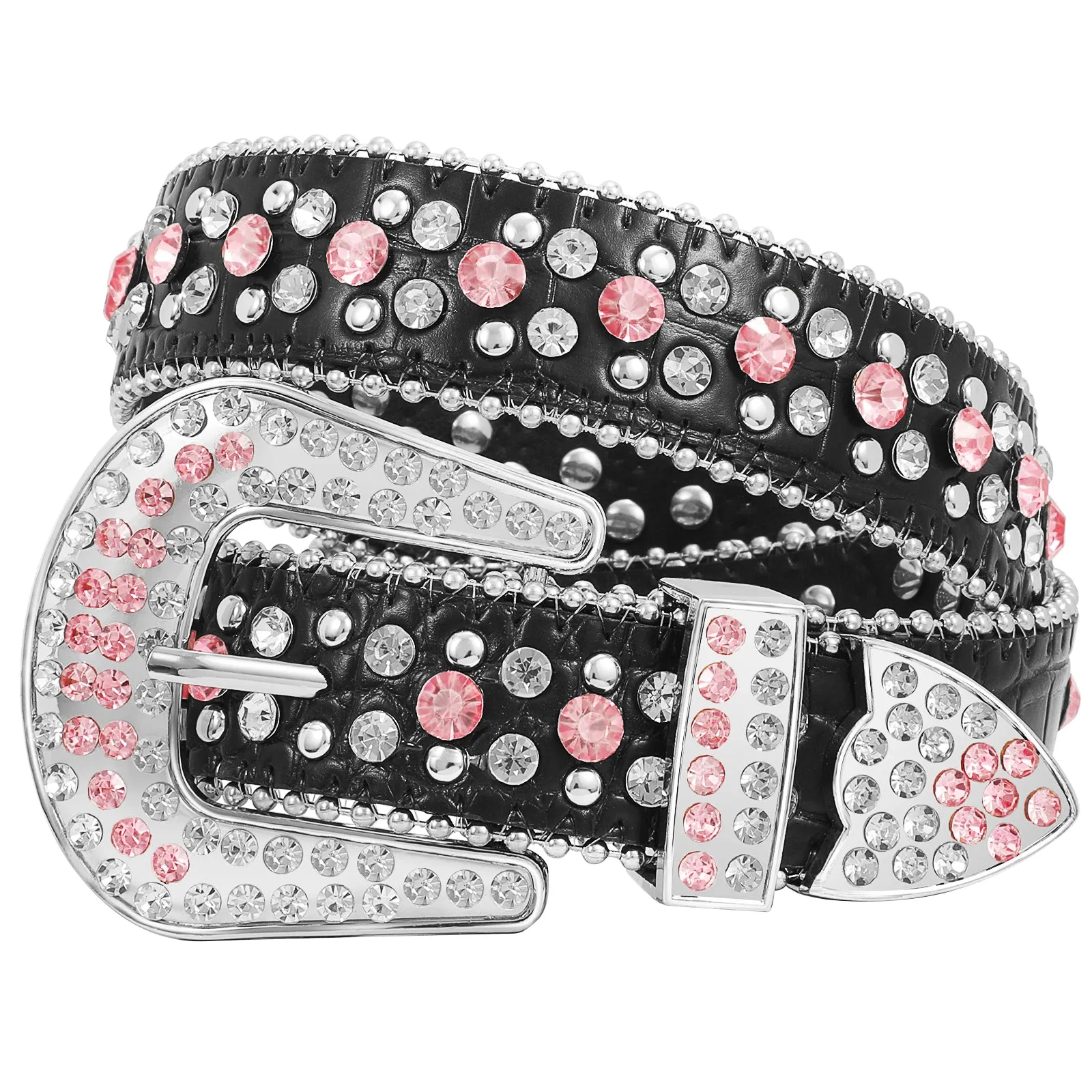 Kids Fashion Rhinestone Shiny Crystal Studded Leather Belts