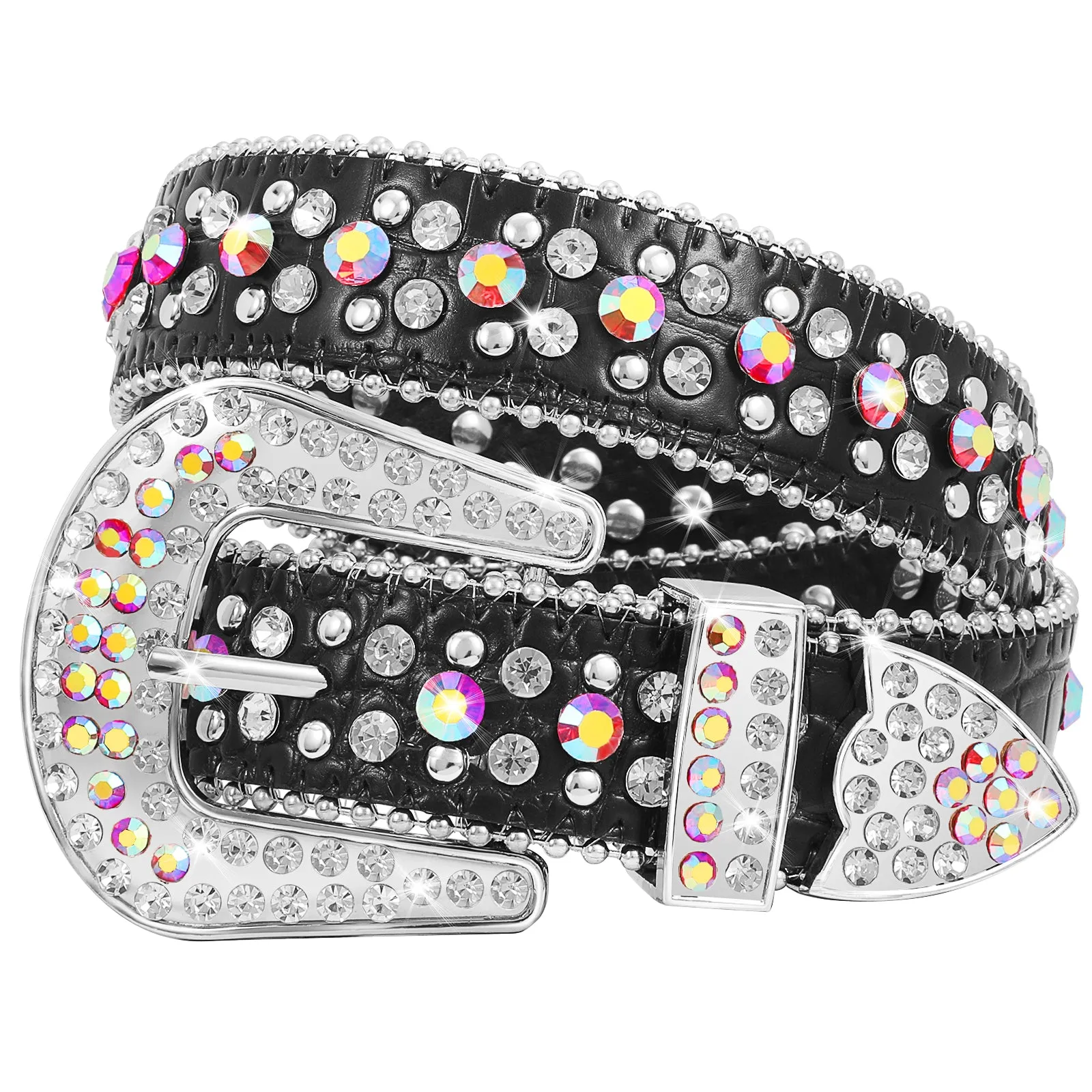 Kids Fashion Rhinestone Shiny Crystal Studded Leather Belts