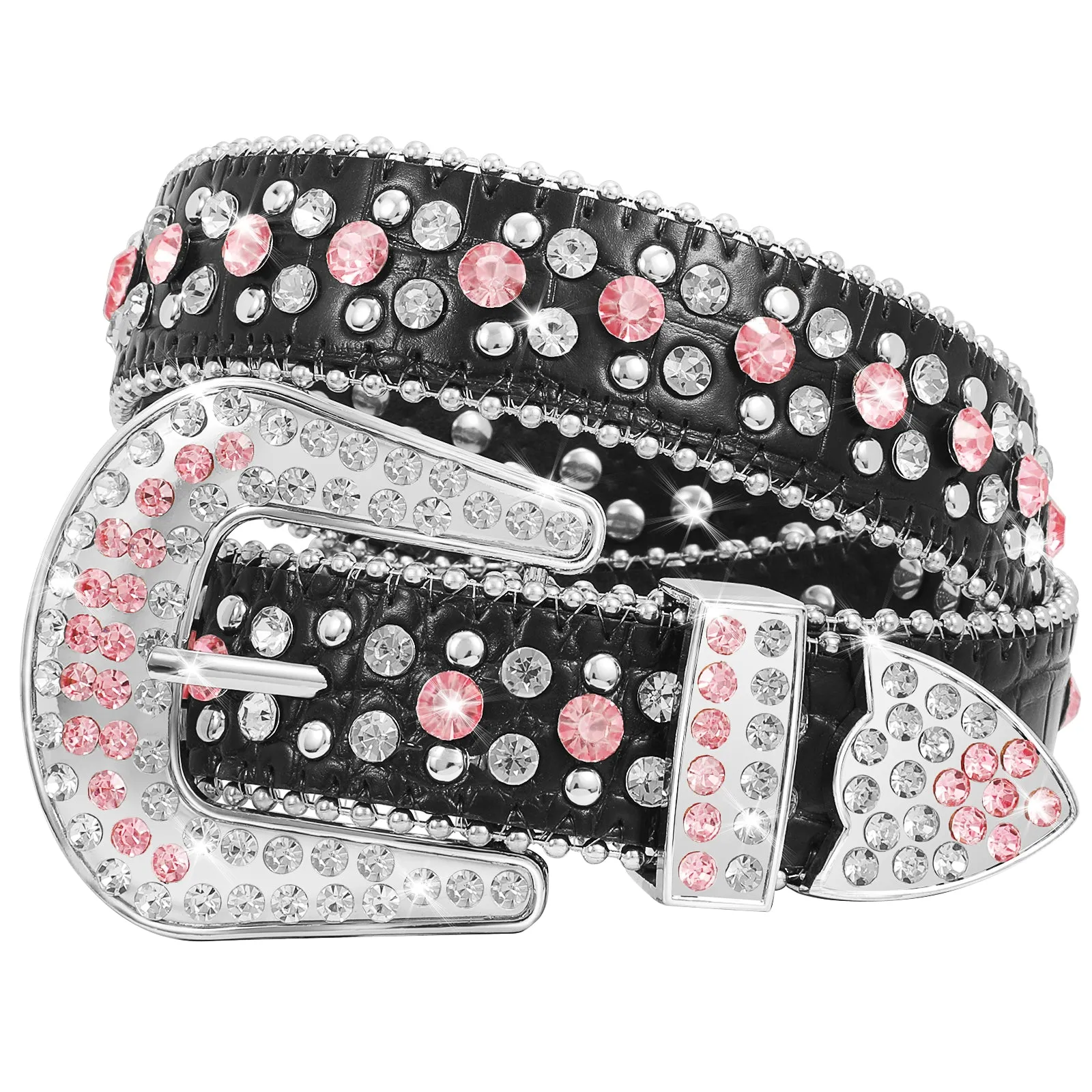 Kids Fashion Rhinestone Shiny Crystal Studded Leather Belts