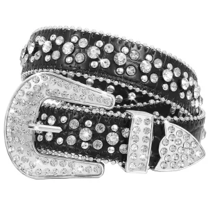 Kids Fashion Rhinestone Shiny Crystal Studded Leather Belts