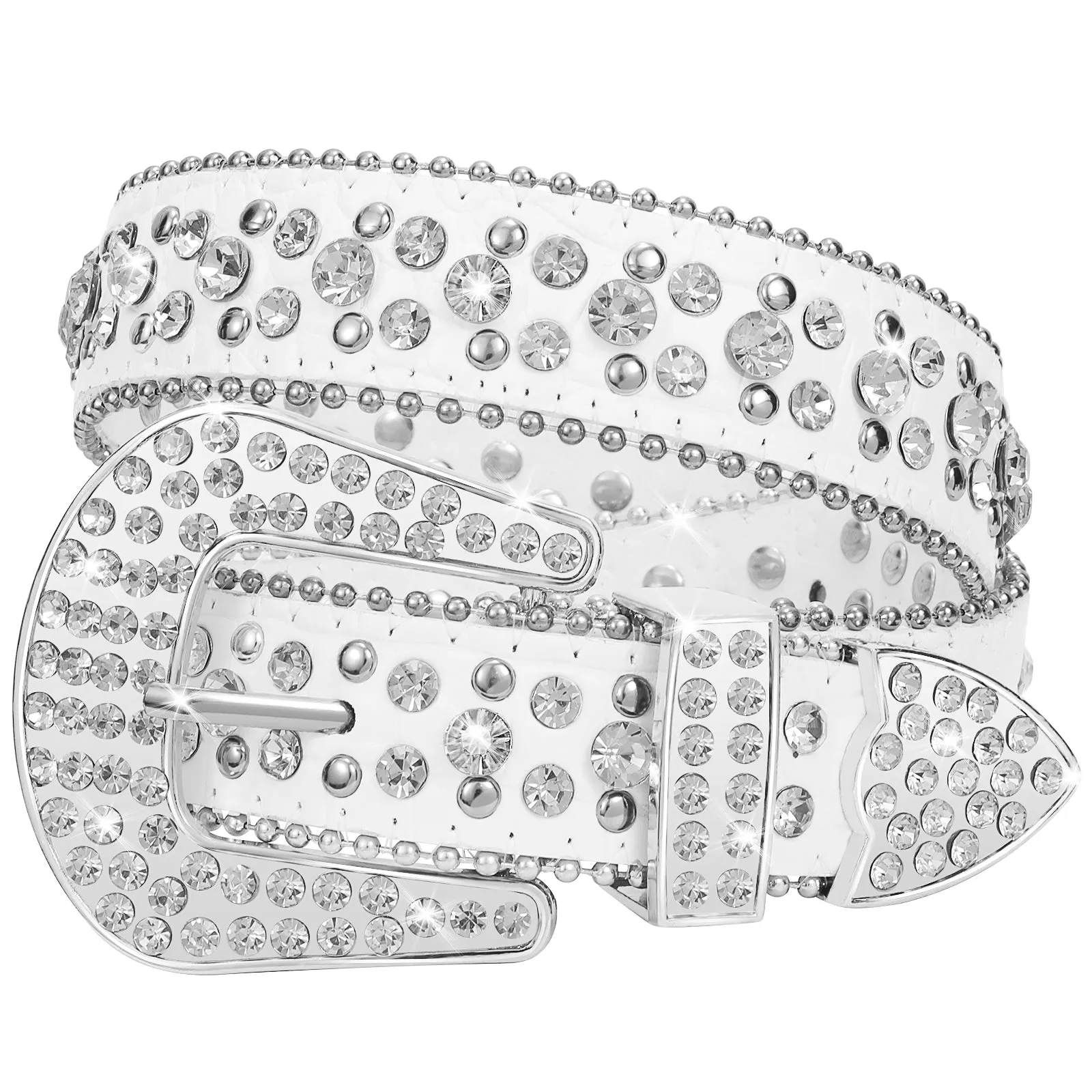 Kids Fashion Rhinestone Shiny Crystal Studded Leather Belts
