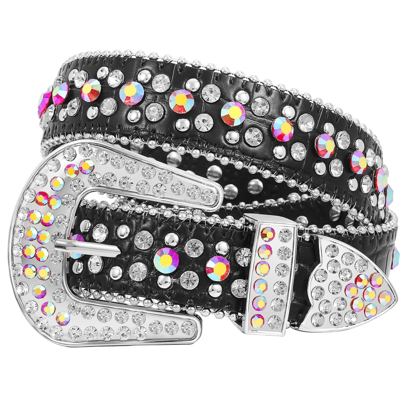 Kids Fashion Rhinestone Shiny Crystal Studded Leather Belts