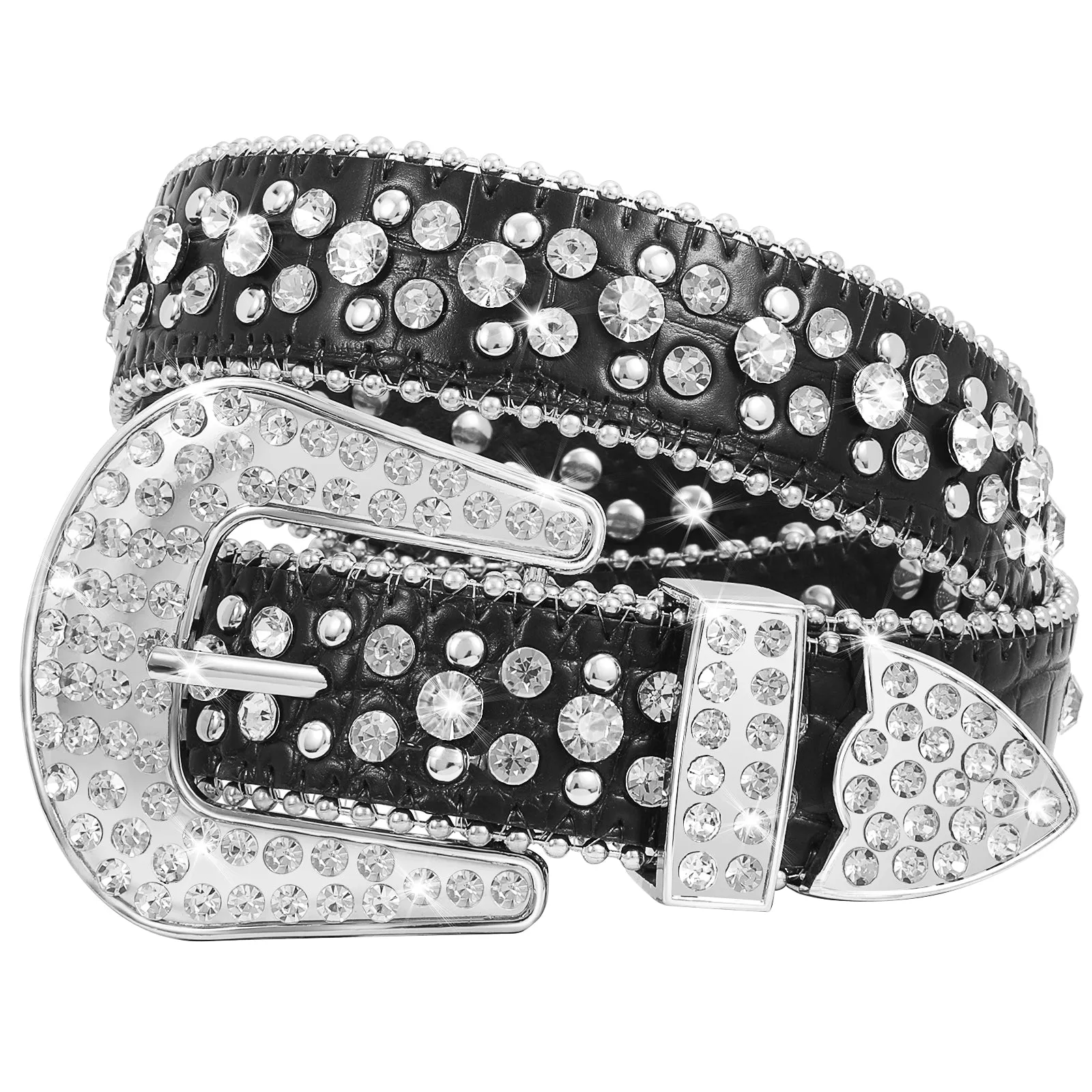 Kids Fashion Rhinestone Shiny Crystal Studded Leather Belts