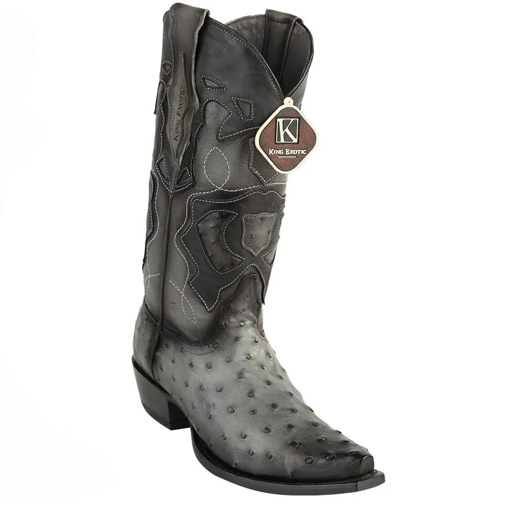 King Exotic Men's Ostrich Western Snip Toe Boots