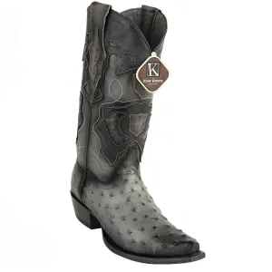 King Exotic Men's Ostrich Western Snip Toe Boots