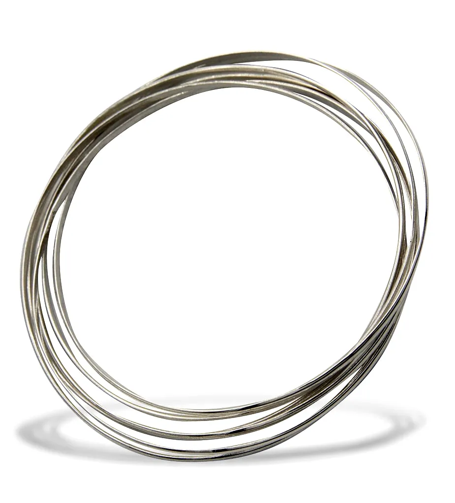 Klaebu Handmade Sterling Silver Intertwined Hammered Bangle Bracelets
