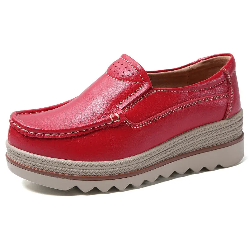 Korean Style Breathable Leather Non-Slip Elegance Women Loafers