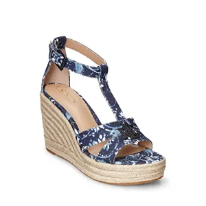 Lauren Ralph Lauren Hale Floral Espadrille Wedge Festival Floral/Lauren Navy 10 B (M)