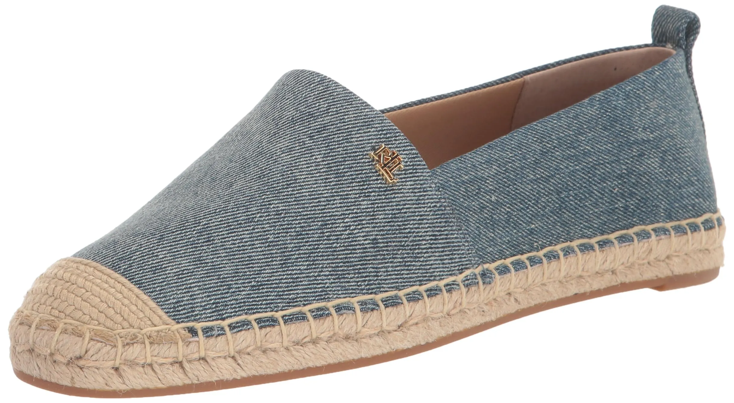 Lauren Ralph Lauren Women's Cameryn III Washed Denim Espadrille Ballet Flat, Blue, 8.5