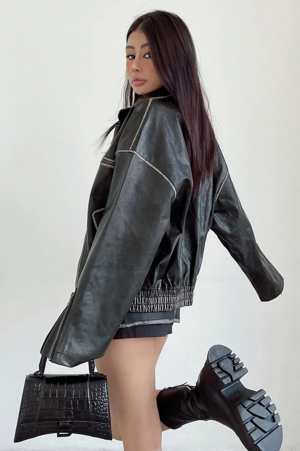 Leather Jackets Motorcycle Zip Cardigan Jacket Coat