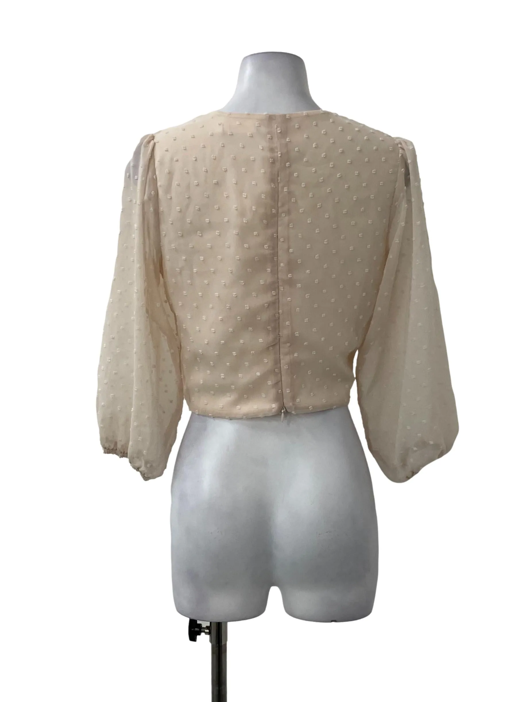 Light Pink Swiss Dot Ruched Top