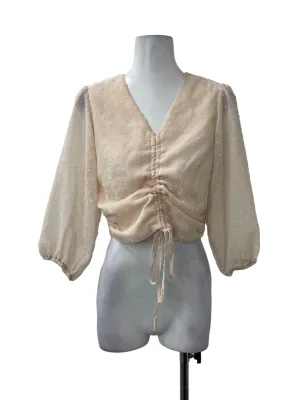 Light Pink Swiss Dot Ruched Top