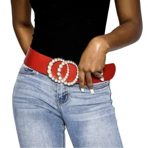Lillie double circle pearl belt buckle