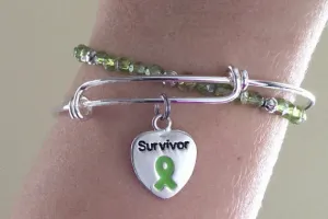Lime Green Awareness Expandable Charm Bracelet Adjustable Bangle Only (No Beaded Bracelet)