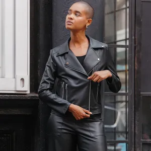 Liquid Leather Sheen Moto Jacket - Black