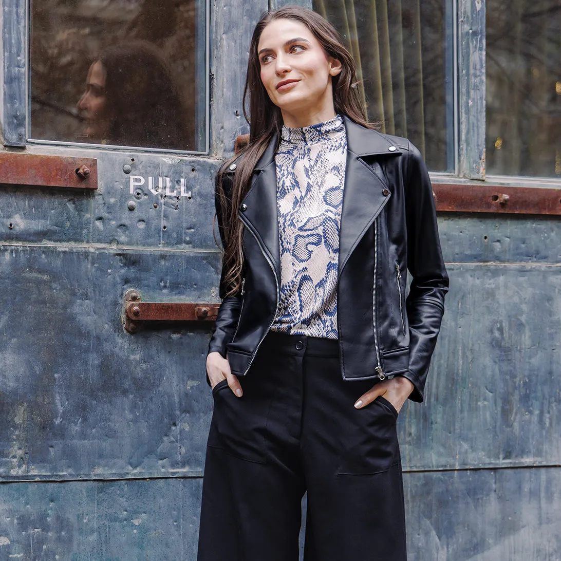 Liquid Leather Sheen Moto Jacket - Black