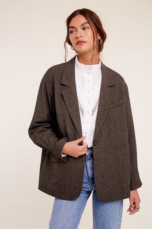 Listicle Oversized Solid Blazer