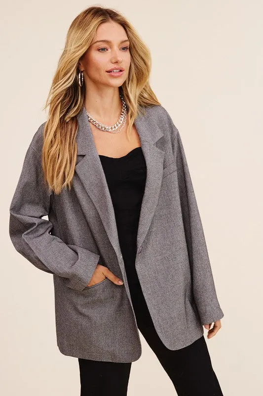 Listicle Oversized Solid Blazer
