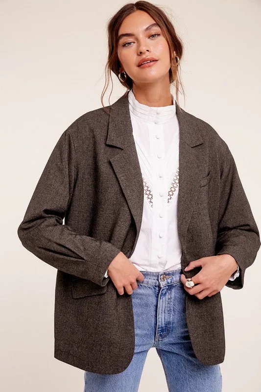 Listicle Oversized Solid Blazer