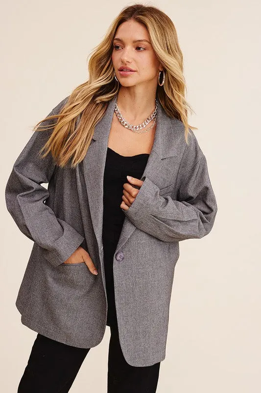 Listicle Oversized Solid Blazer