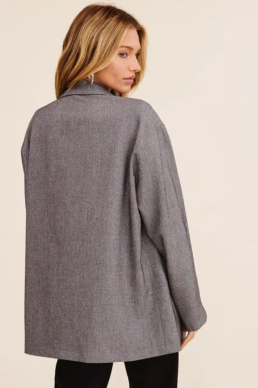 Listicle Oversized Solid Blazer