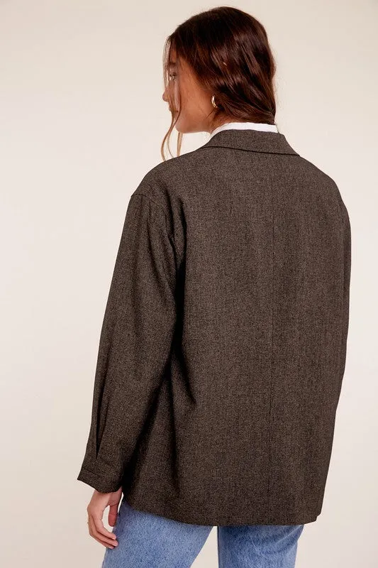 Listicle Oversized Solid Blazer