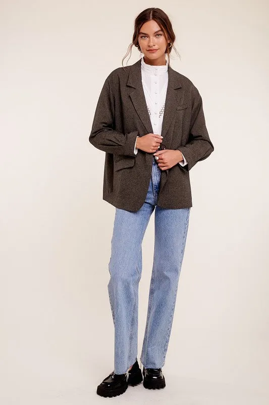 Listicle Oversized Solid Blazer