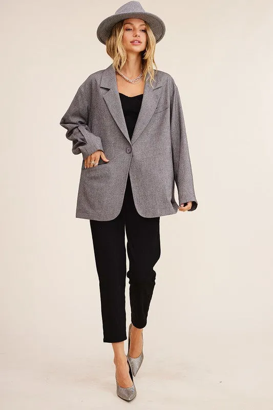 Listicle Oversized Solid Blazer