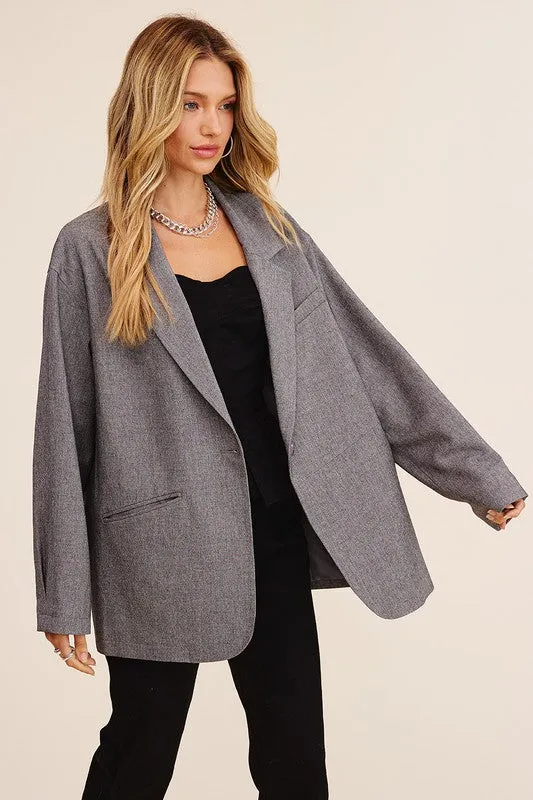 Listicle Oversized Solid Blazer
