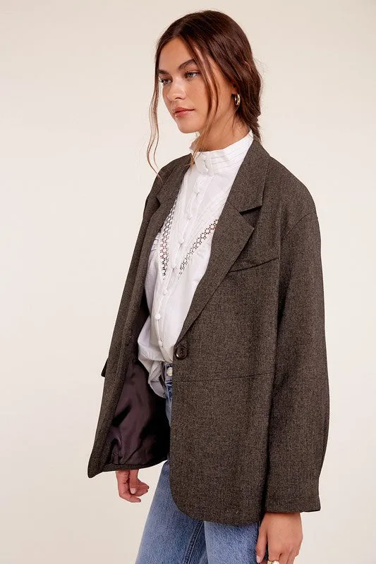 Listicle Oversized Solid Blazer