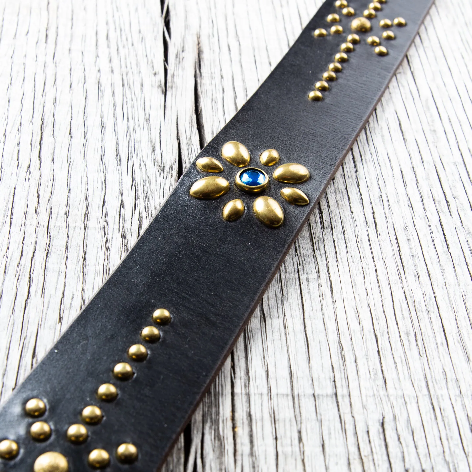 Lone Wolf Leathers Studded Belt Brass Buckle