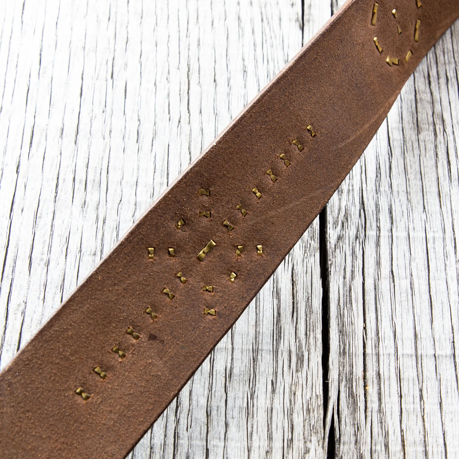 Lone Wolf Leathers Studded Belt Brass Buckle