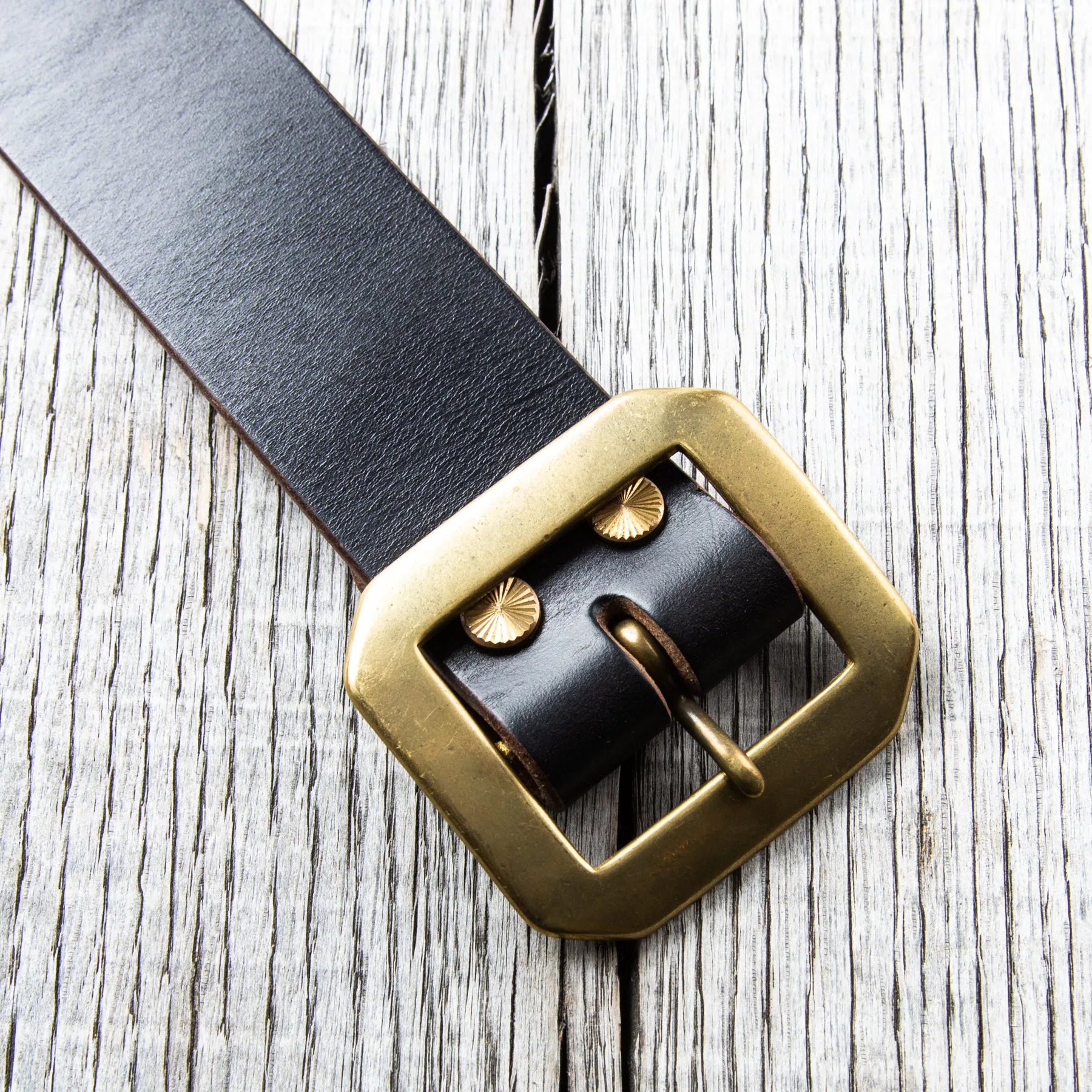 Lone Wolf Leathers Studded Belt Brass Buckle