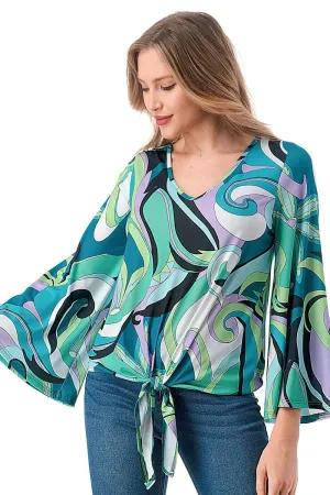 Long Sleeve Front Tie Top