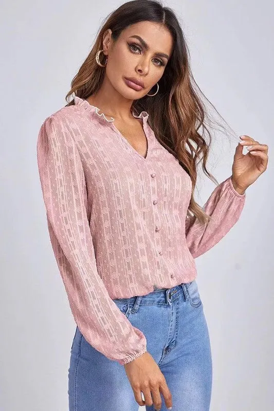 Long sleeve sheer blouse