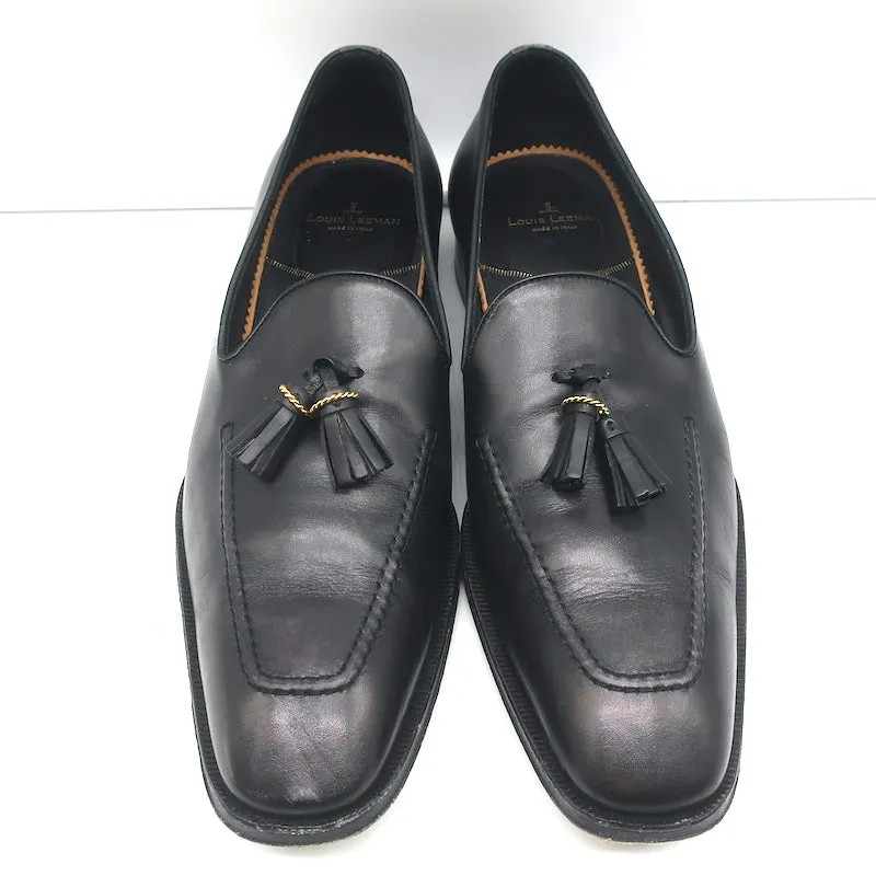 Louis Leeman Tassel Loafers Black Leather Size 43