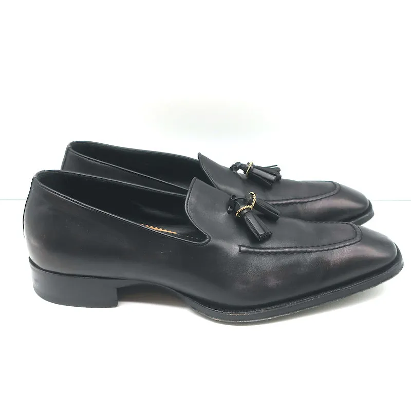 Louis Leeman Tassel Loafers Black Leather Size 43