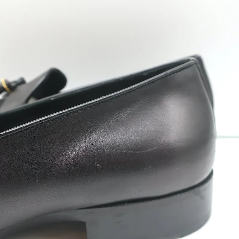 Louis Leeman Tassel Loafers Black Leather Size 43