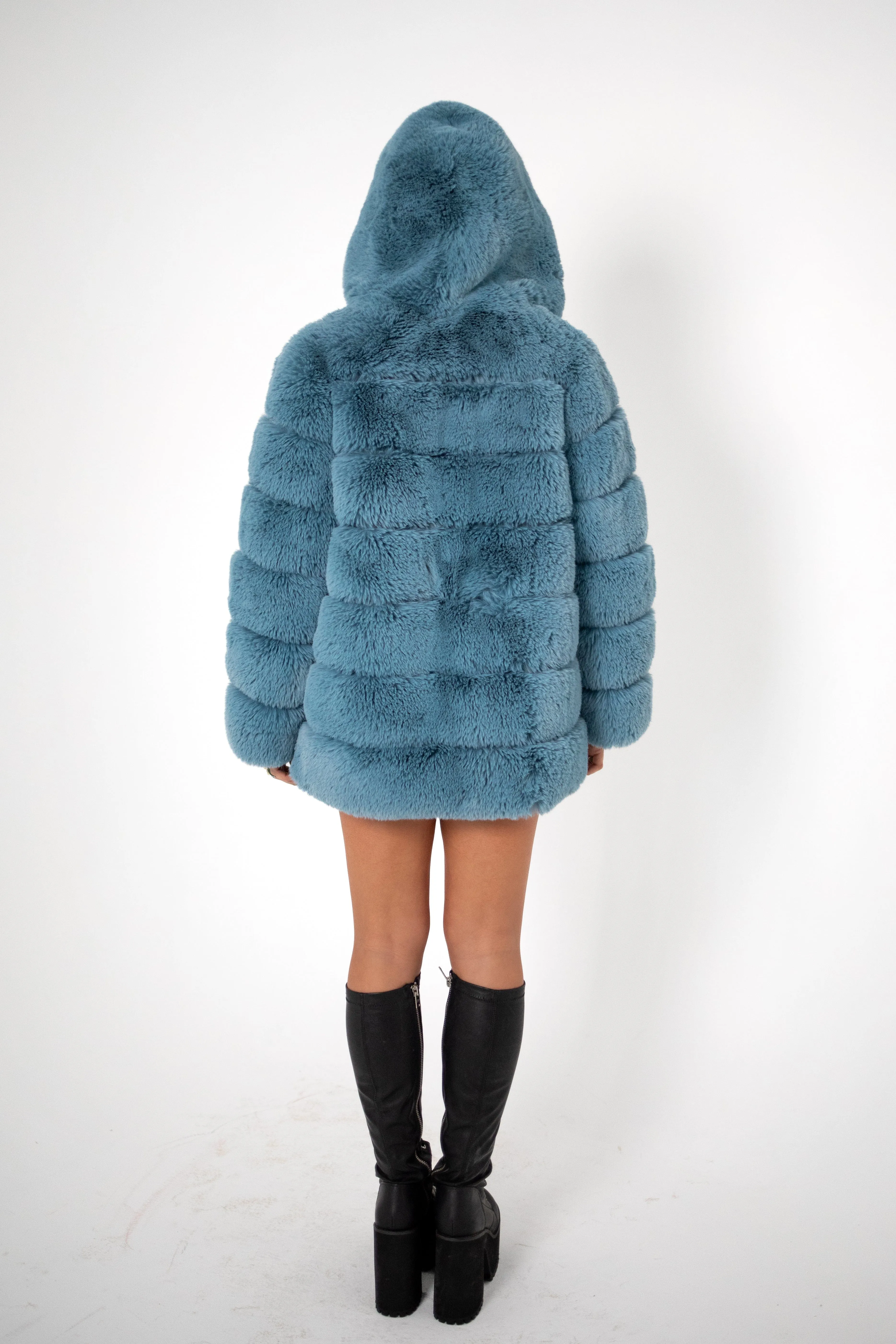 LUXE Baby Blu Faux Fur Coat