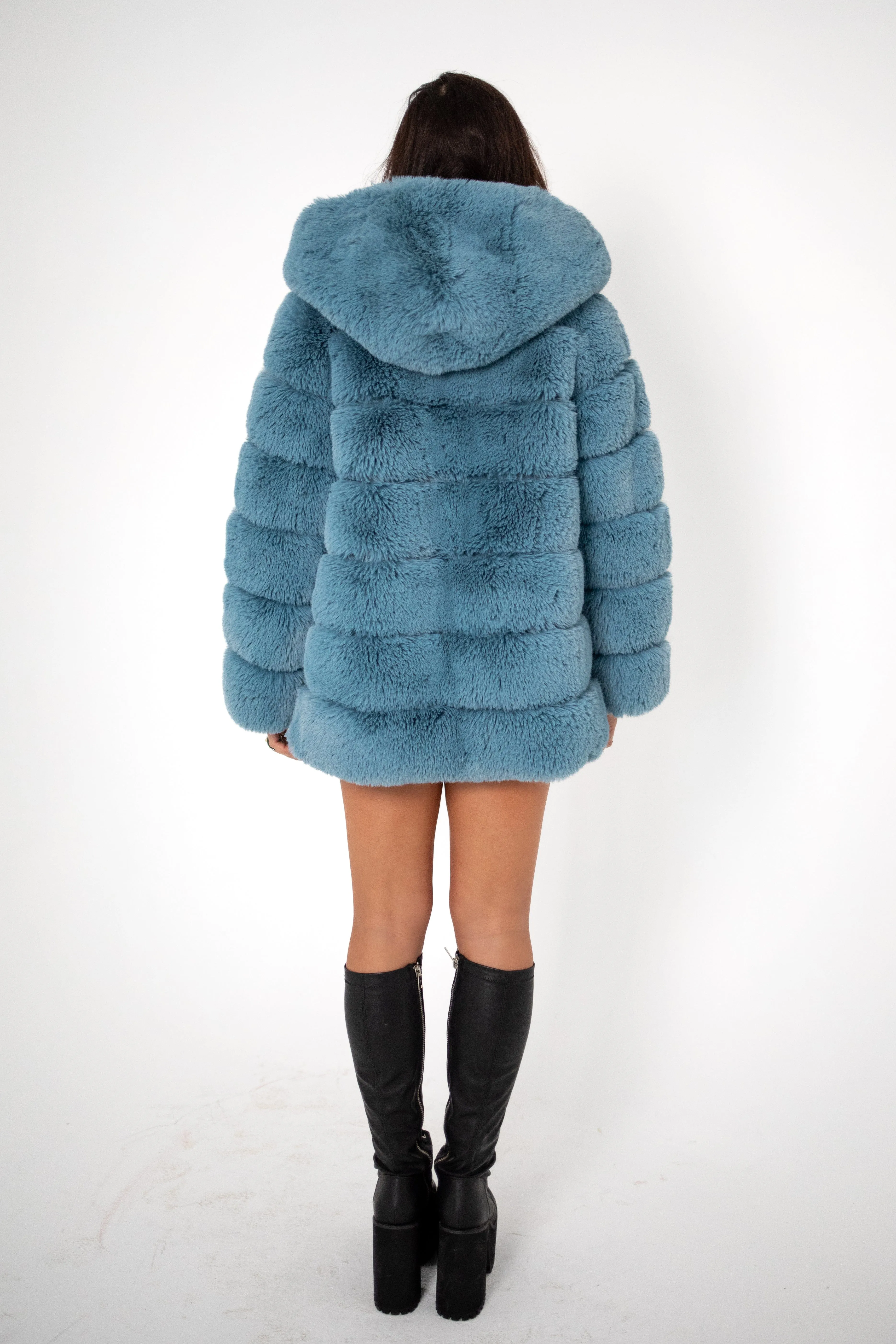LUXE Baby Blu Faux Fur Coat