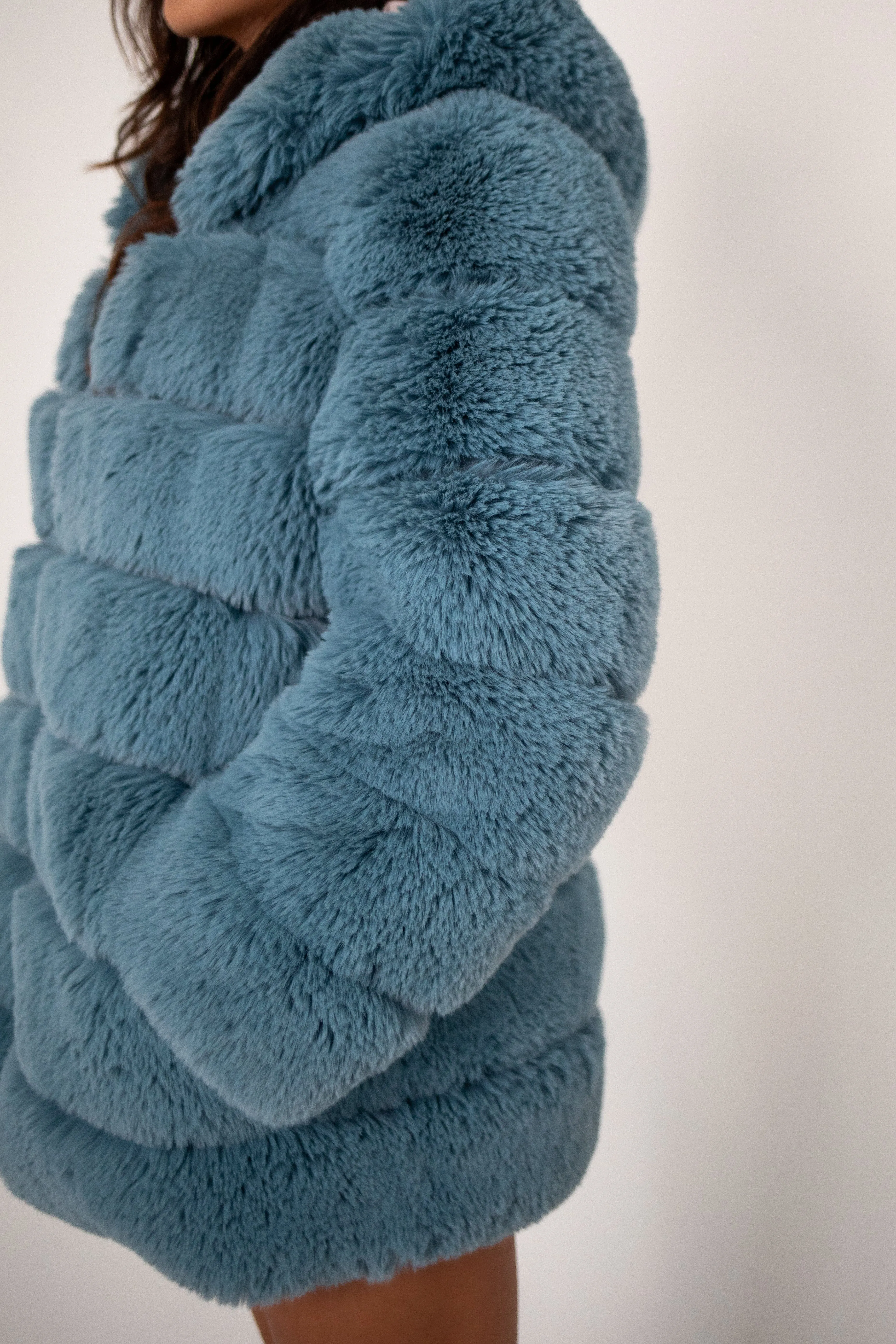 LUXE Baby Blu Faux Fur Coat