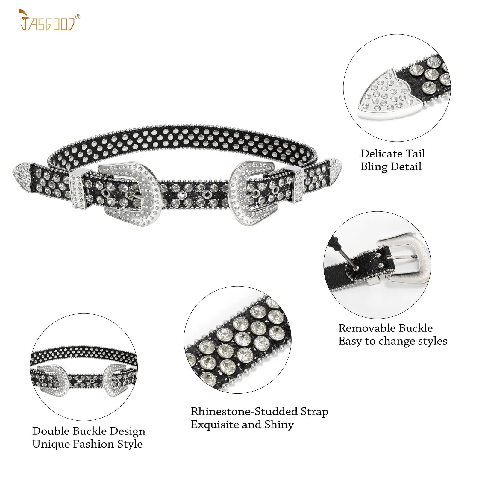 Luxury Crystal Skull designer  Diamond Studded Rhinestone Belts Western Sparkle Leather Men Women Belt