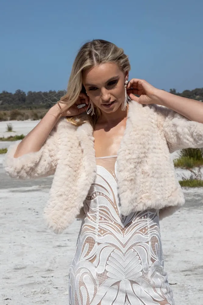 Macie Faux 3/4 Jacket in Pearl