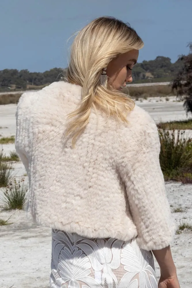 Macie Faux 3/4 Jacket in Pearl