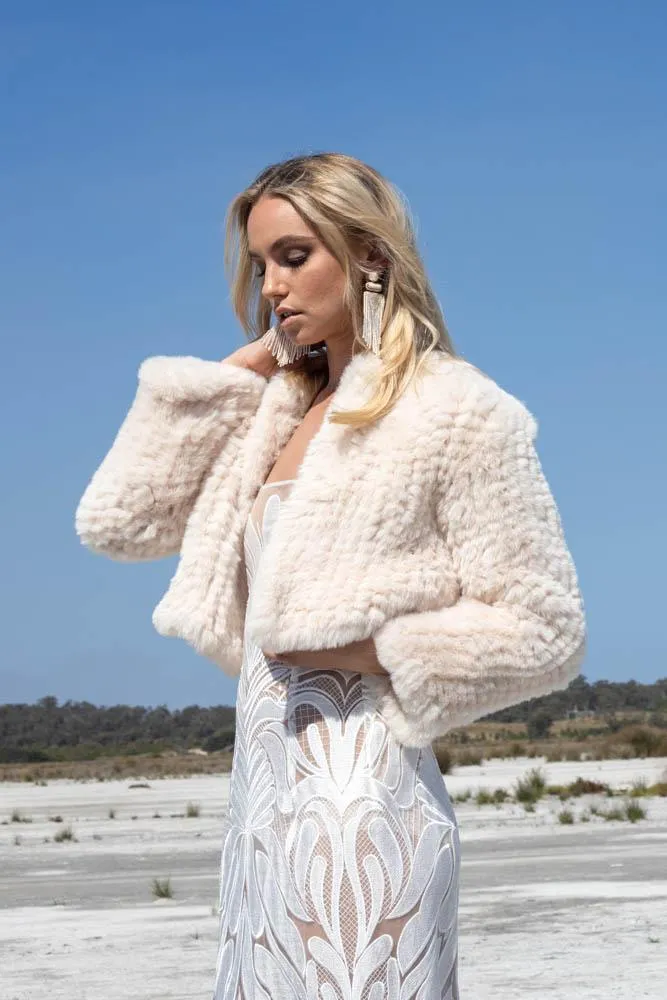 Macie Faux Jacket Long Sleeve in Pearl