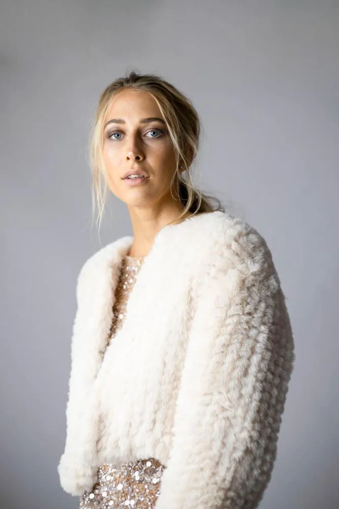 Macie Faux Jacket Long Sleeve in Pearl