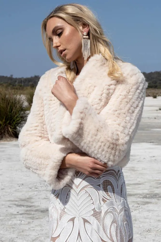 Macie Faux Jacket Long Sleeve in Pearl