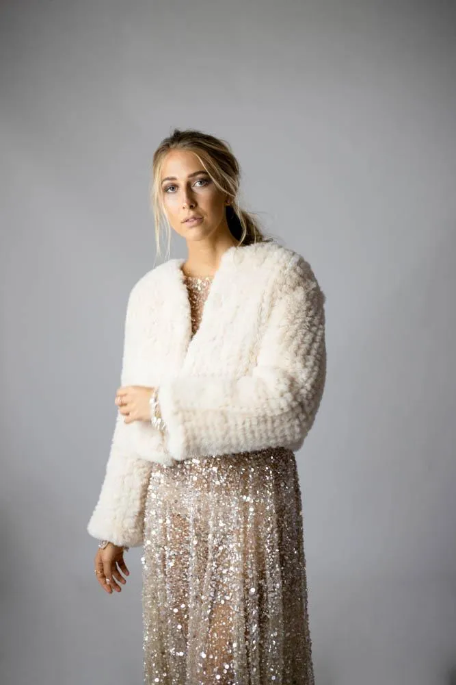 Macie Faux Jacket Long Sleeve in Pearl