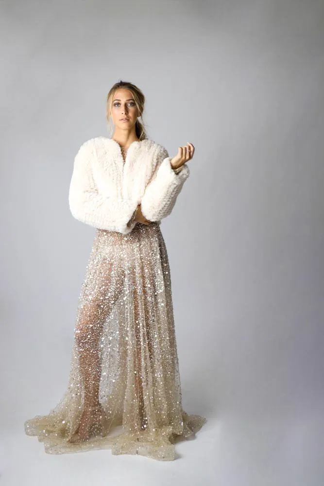 Macie Faux Jacket Long Sleeve in Pearl